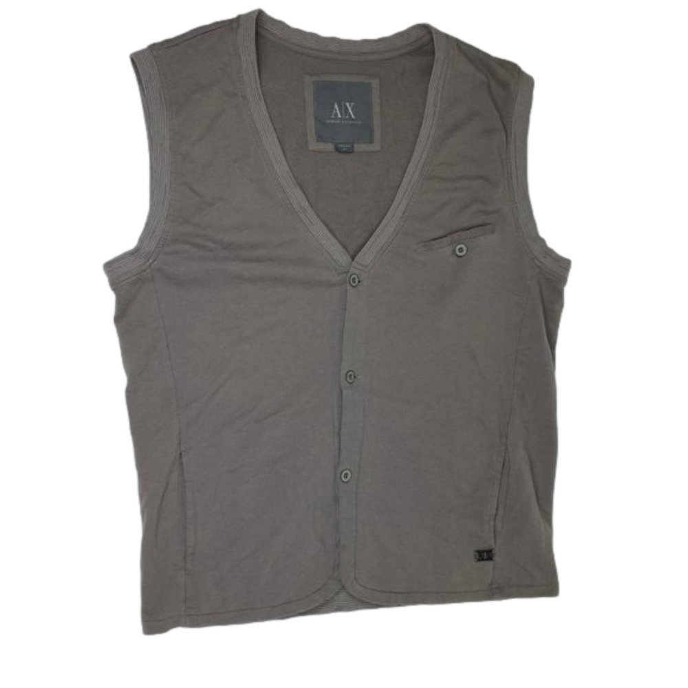 Men's A/X Armani Exchange V-neck Grey Knit Button Up Vest size L